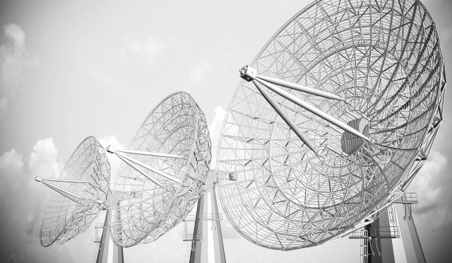 Telecommunications satellite dishes